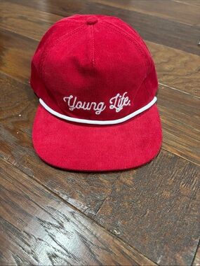 Red Corduroy Kids Cap with White Piping